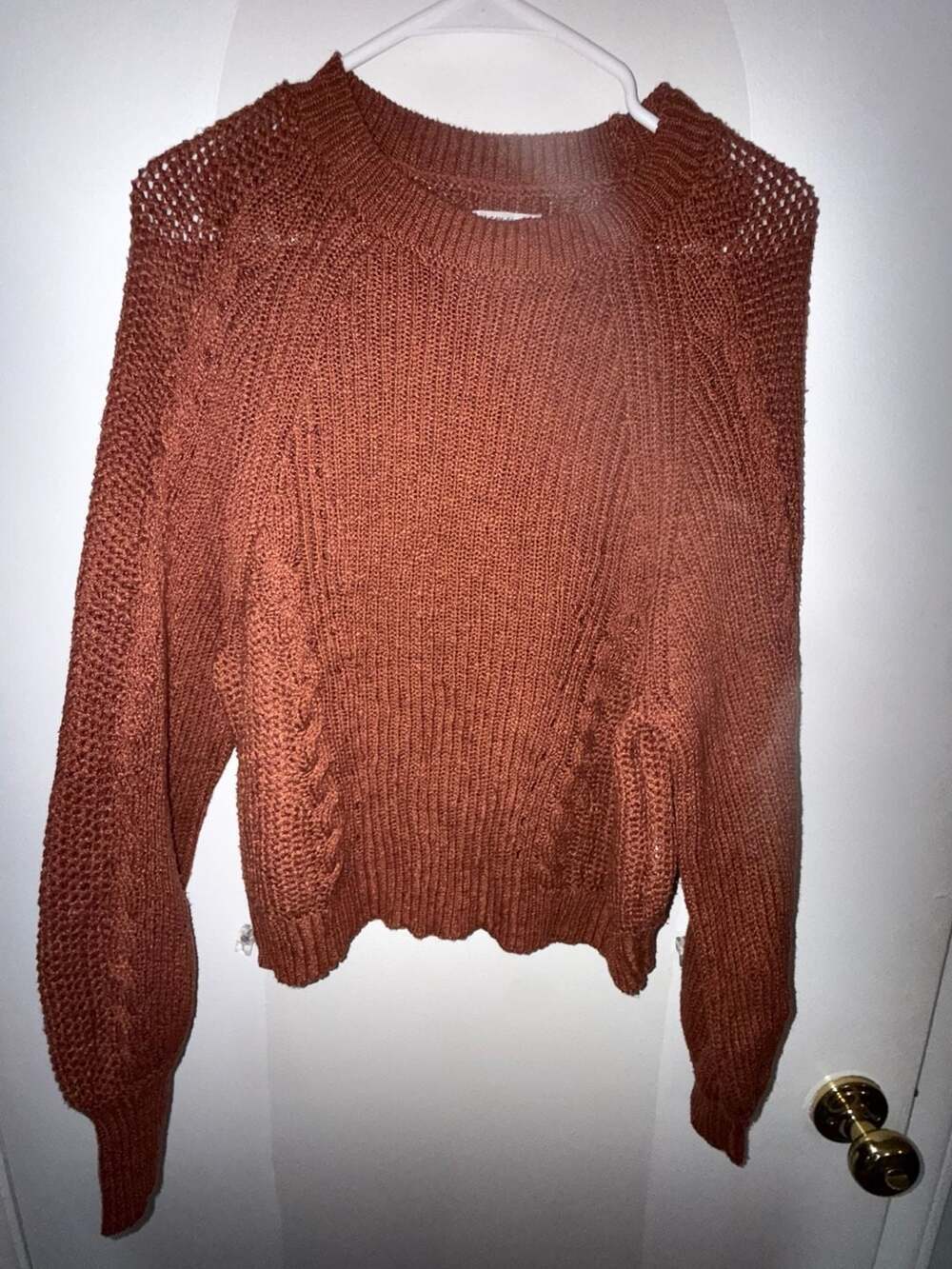 American Eagle Women's Medium Rust Orange Cable Knit Sweater